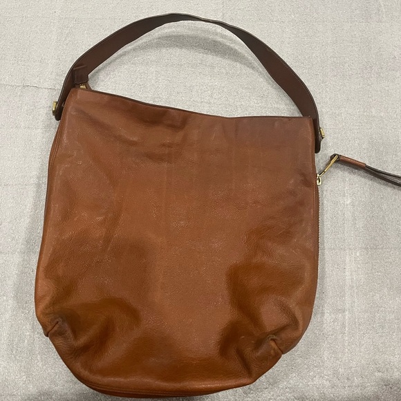 VTG Fossil Brown Leather Hobo Shoulder Bag - Picture 1 of 11
